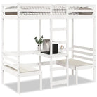 Hoogslaper met bureau in massief grenenhout voor beperkte ruimte - Wit / 80 x 200 cm - Bedden & bedframes