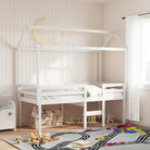 Hoogslaper van massief grenenhout met open zijdeur in wasbruin materiaal - Wit / 80 x 200 cm - Bedden & bedframes