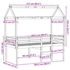 Hoogslaper van massief grenenhout met open zijdeur in wasbruin materiaal - Bedden & bedframes