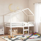 Hoogslaper van massief grenenhout met open zijdeur in wit materiaal - Wit / 80 x 200 cm - Bedden & bedframes