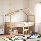 Hoogslaper van massief grenenhout met open zijdeur in wit materiaal - Naturel / 90 x 200 cm - Bedden & bedframes