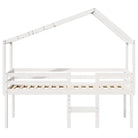 Hoogslaper van massief grenenhout met open zijdeur in wit materiaal - Bedden & bedframes