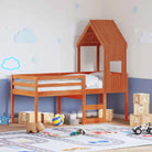 Hoogslaper van massief grenenhout met open zijdeur voor kleine kamers - Wasbruin / 75 x 190 cm - Bedden & bedframes
