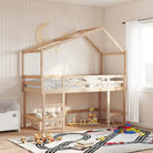 Hoogslaper voor kinderen van massief grenenhout met open zijdeur - Naturel / 80 x 200 cm - Bedden & bedframes