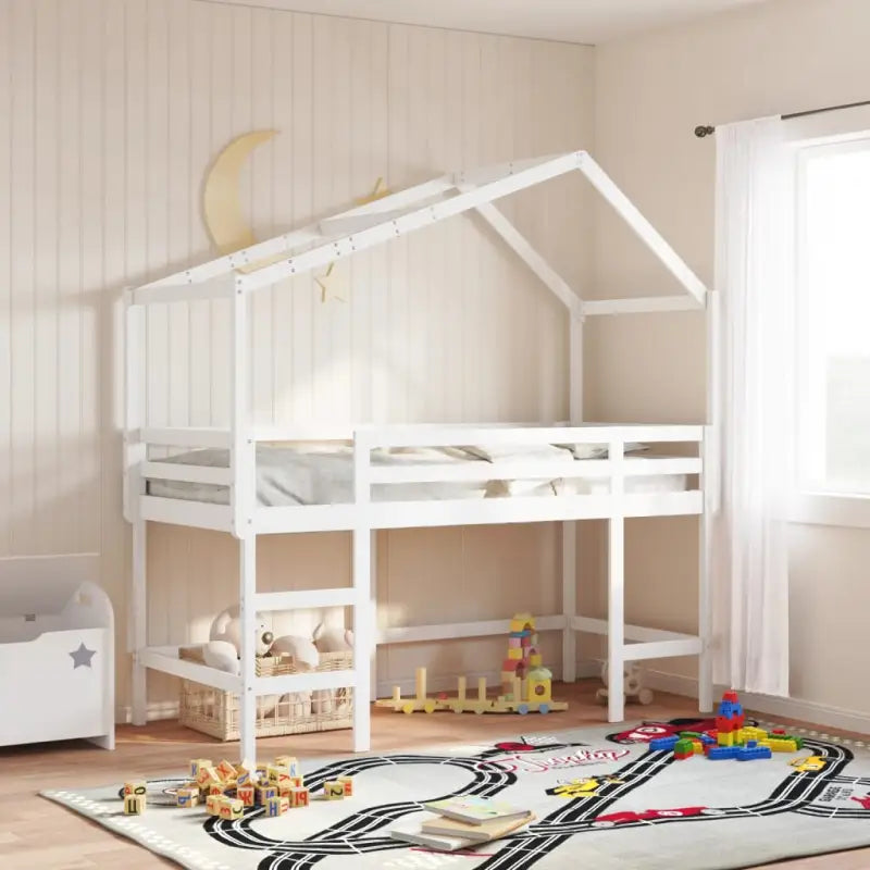 Hoogslaper voor kinderen van massief grenenhout met open zijdeur - Bedden & bedframes