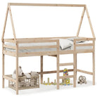 Hoogslaper voor kinderen van massief grenenhout met open zijdeur - Bedden & bedframes