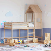 Hoogslaper voor kinderen van massief grenenhout met open zijdeur - Bedden & bedframes