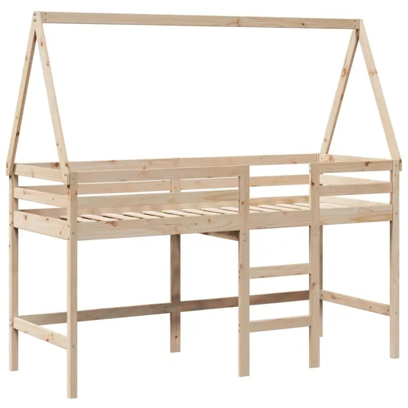 Hoogslaper voor kinderen van massief grenenhout met open zijdeur - Bedden & bedframes
