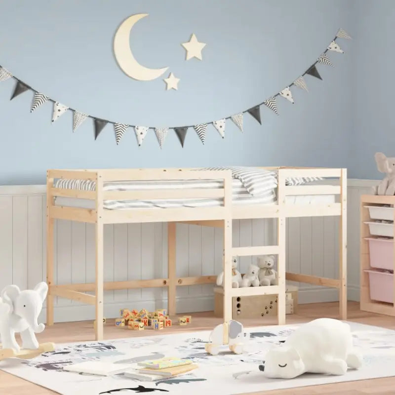 Hoogslaper voor kinderen van massief grenenhout met ruimtebesparing - Naturel / 90 x 200 cm - Bedden & bedframes
