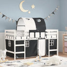 Hoogslaper voor kinderen van massief grenenhout met ruimtebesparing - Wit en zwart / 90 x 200 cm - Bedden & bedframes