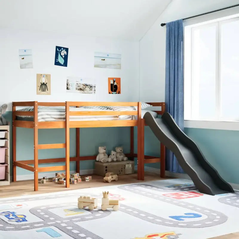 Hoogslaper voor kinderen van massief grenenhout met stabiele constructie - Wasbruin / 80 x 200 cm - Bedden & bedframes