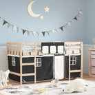 Hoogslaper voor kinderen van massief grenenhout met stabiliteit - Naturel en zwart / 90 x 190cm - Bedden & bedframes