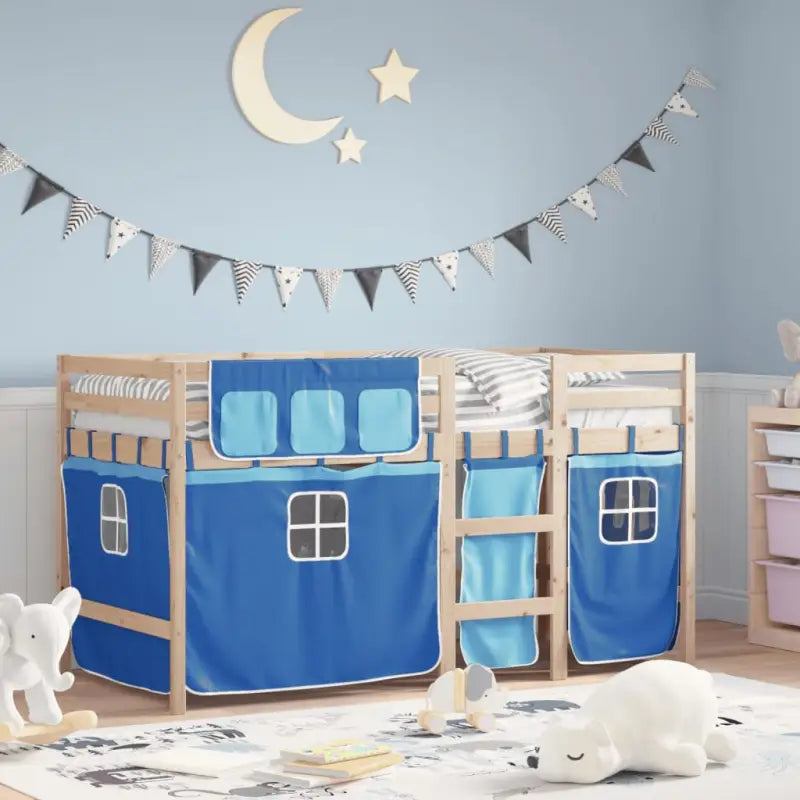 Hoogslaper voor kinderen van massief grenenhout met stabiliteit - Blauw / 80 x 200 cm - Bedden & bedframes