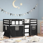 Hoogslaper voor kinderen van massief grenenhout met stabiliteit - Zwart en wit / 80 x 200 cm - Bedden & bedframes