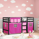 Hoogslaper voor kinderen van massief grenenhout met stabiliteit - Zwart en roze / 80 x 200 cm - Bedden & bedframes