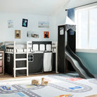 Hoogslaper voor kinderen van massief grenenhout voor plezier en ruimtebesparing - Wit en zwart / 90 x 200 cm - Bedden &