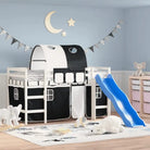 Hoogslaper voor kinderen van massief grenenhout voor ruimte en plezier - Wit en zwart / 90 x 190 cm - Bedden & bedframes