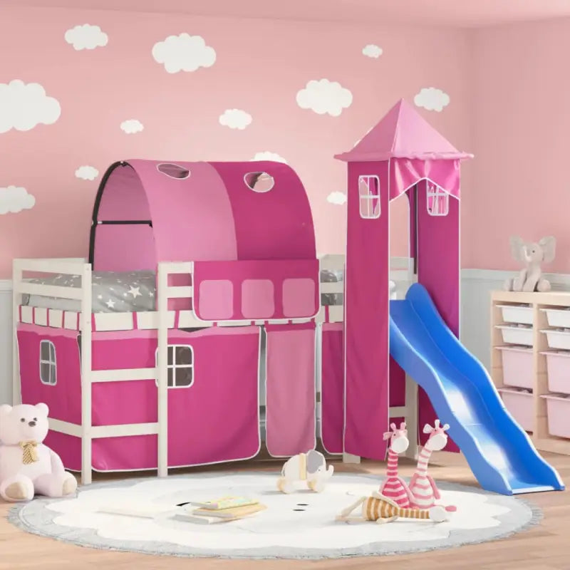 Hoogslaper voor kinderen van massief grenenhout voor ruimtebesparing - Bedden & bedframes