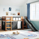 Hoogslaper voor Kinderen van Massief Grenenhout voor Ruimtebesparing - Bruin en zwart / 80 x 200 cm - Bedden & bedframes