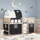 Hoogslaper voor kinderen van massief grenenhout stabiel en ruimtebesparend - Zwart / 90 x 200 cm - Bedden & bedframes