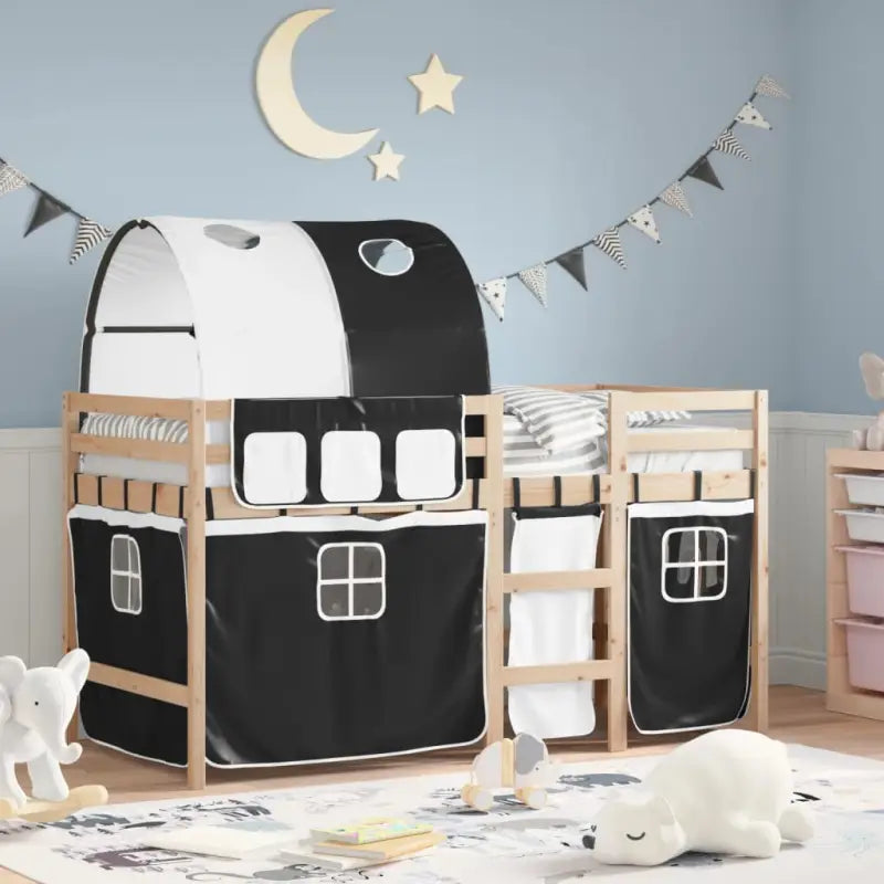 Hoogslaper voor kinderen van massief grenenhout stabiel en ruimtebesparend - Zwart / 80 x 200 cm - Bedden & bedframes