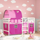 Hoogslaper voor kinderen van massief grenenhout stabiel en ruimtebesparend - Wit en roze / 80 x 200 cm - Bedden &