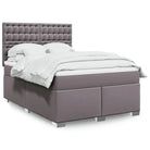 Hoogte verstelbaar boxspringbed met duurzaam kunstleer en comfortabele materiaal vulling - Grijs / 140 x 190 cm