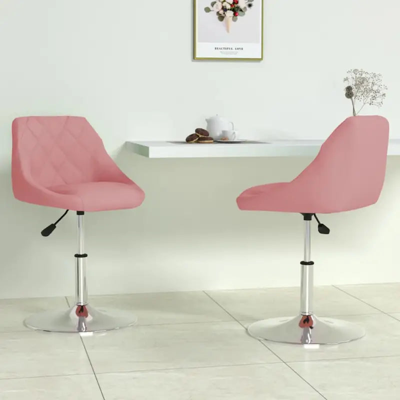 Hoogte verstelbare trendy draaibare eetkamerstoelen met fluwelen bekleding - Roze / 2 - Eetkamerstoelen