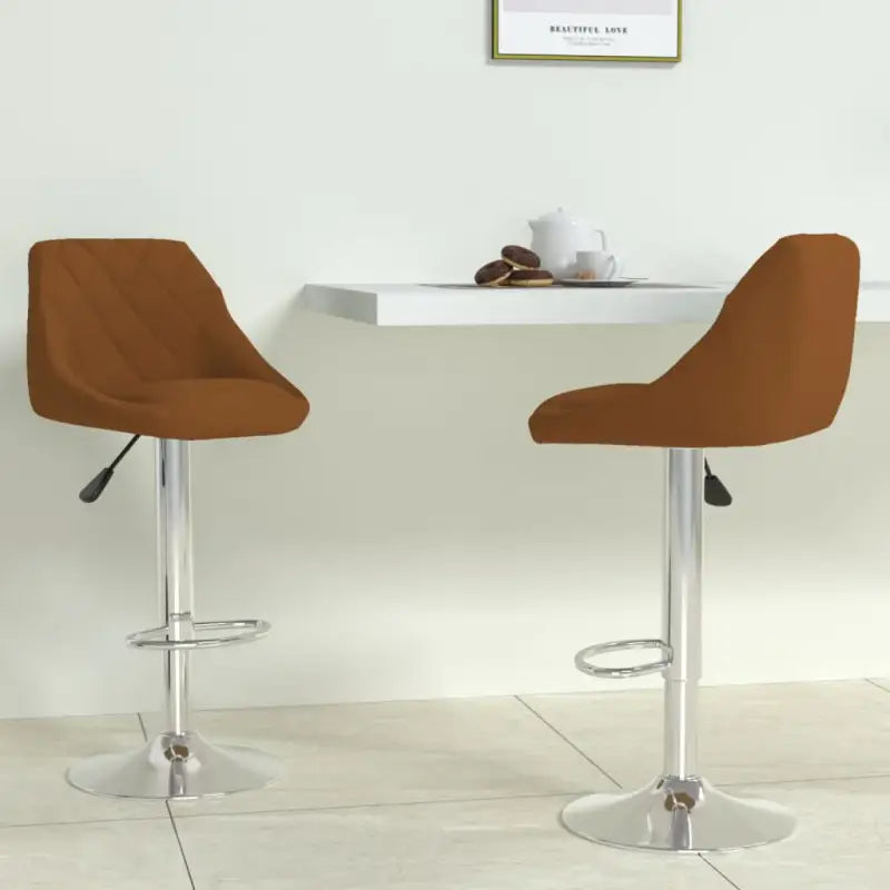 Hoogte verstellbare barkrukken met ingebouwde voetensteun en fluweelbekleding - Bruin / 2 - Barkrukken