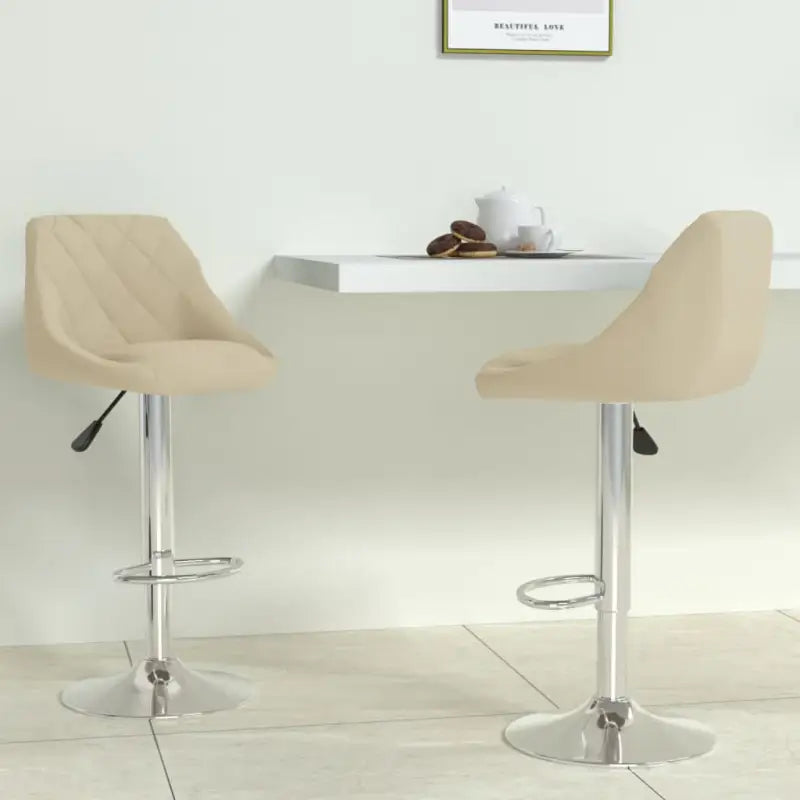 Hoogte verstellbare barkrukken met ingebouwde voetensteun en fluweelbekleding - Crème / 2 - Barkrukken