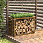 Houtblok Houder voor Buiten van Massief Grenenhout - Honingbruin / 108 x 52 x 74 cm - Brandhoutrekken