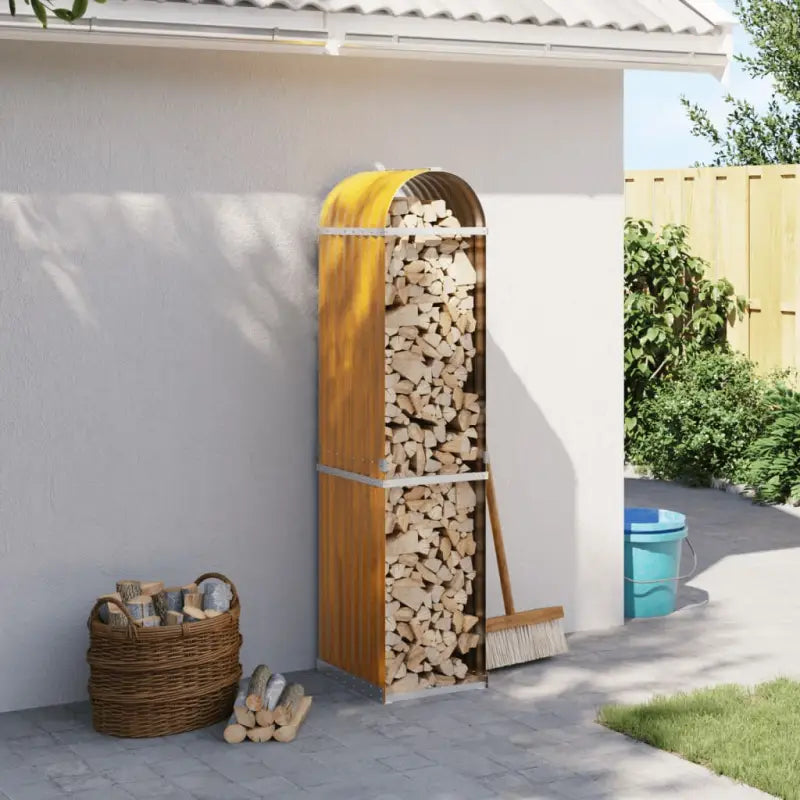 Houtblokhouder van gegalvaniseerd staal voor nette opslag - wood look / 40 x 45 x 170 cm - Brandhoutrekken