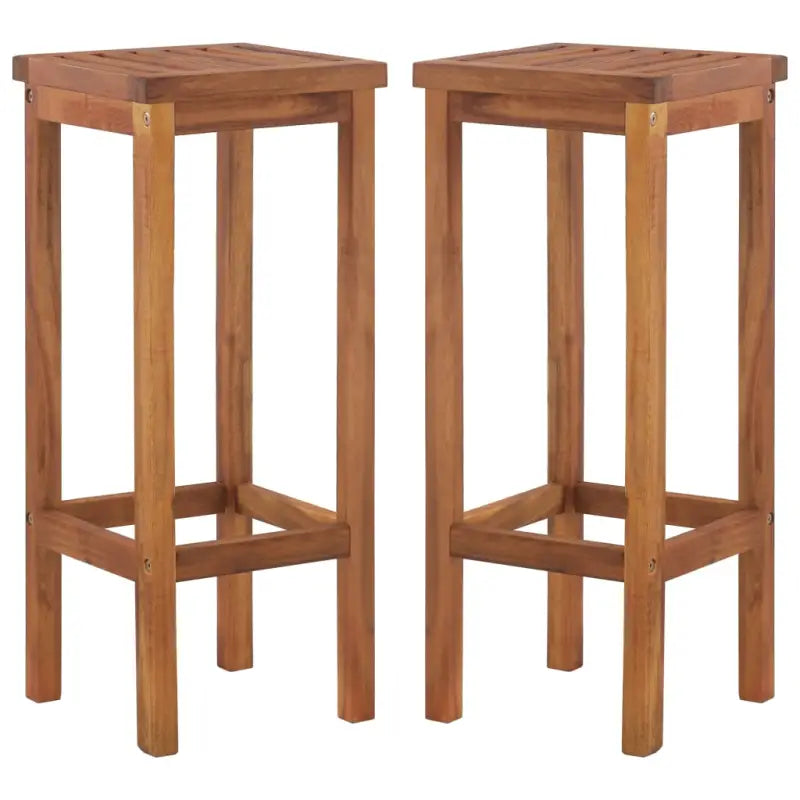 Houten barkrukken van massief acaciahout met rustiek ontwerp - 2 - Tuinstoelen