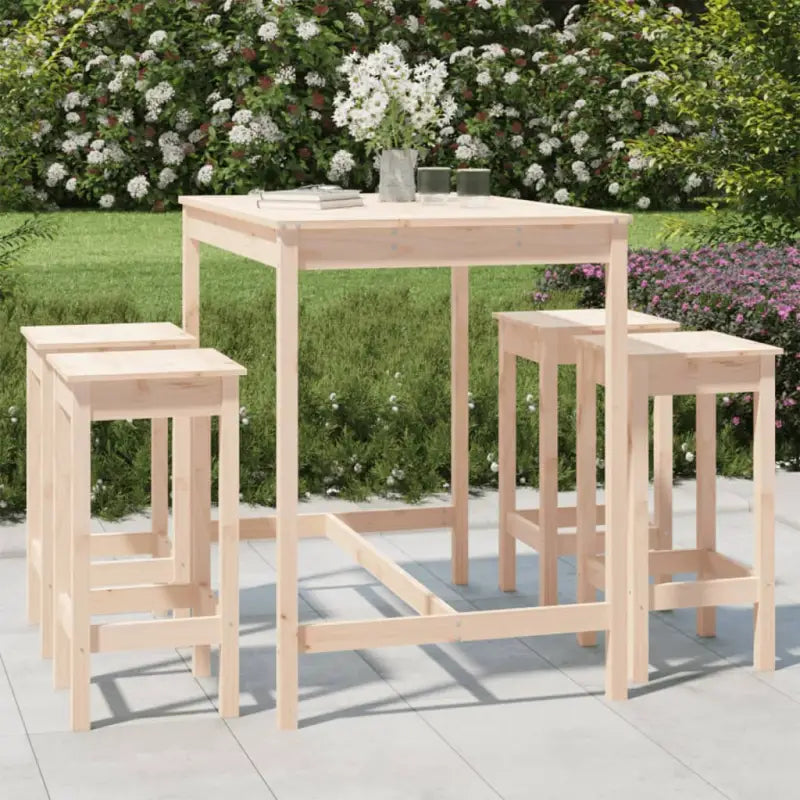 Houten barset van massief grenenhout voor tuin en terras - Naturel - Tuinsets