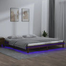 Houten bedframe met LED-verlichting van massief grenenhout - Honingbruin / 160 x 200 cm - Bedden & bedframes