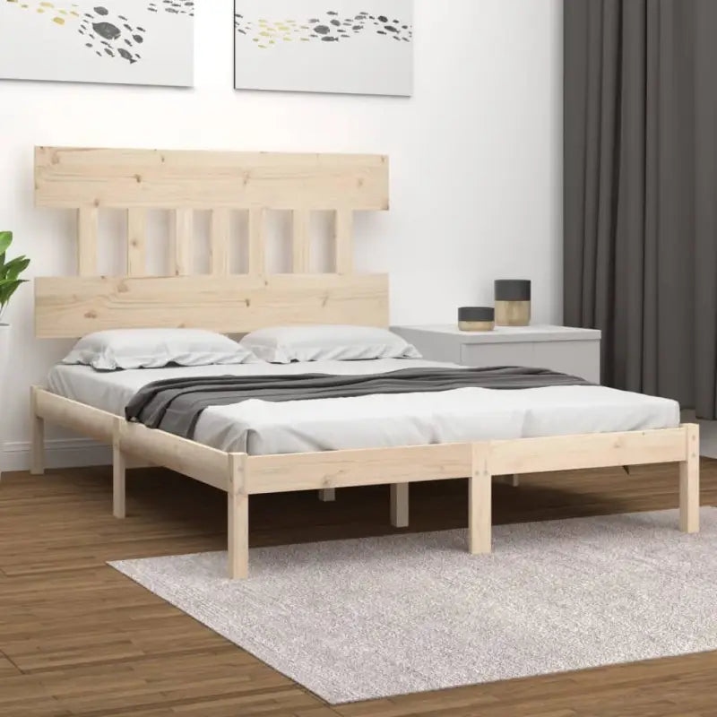 Houten bedframe met massief grenenhout en tijdloos ontwerp - Naturel / 180 x 200 cm - Bedden & bedframes