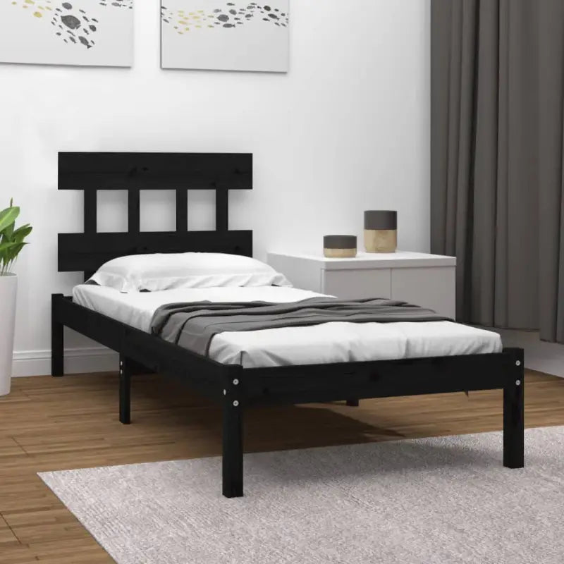 Houten bedframe met massief grenenhout en tijdloos ontwerp - Zwart / 100 x 200 cm - Bedden & bedframes
