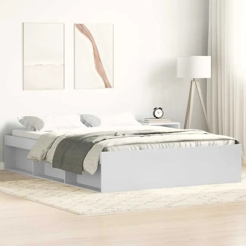 Houten bedframe met multiplex lattenbodem voor een moderne slaapkamer - Wit / 140 x 190 cm - Bedden & bedframes