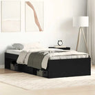 Houten bedframe met multiplex lattenbodem voor een moderne slaapkamer - Zwart eiken / 90 x 190 cm - Bedden & bedframes