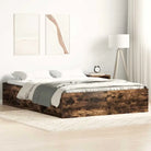 Houten bedframe met multiplex lattenbodem voor een moderne slaapkamer - Gerookt eiken / 160 x 200 cm - Bedden &