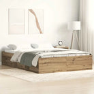 Houten bedframe met multiplex lattenbodem voor een moderne slaapkamer - artisanaal eikenkleurig / 120 x 200 cm - Bedden