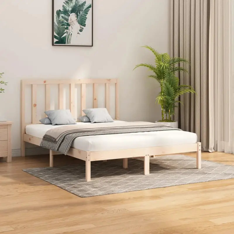 Houten bedframe met tijdloos ontwerp en massief grenenhout - Naturel / 160 x 200 cm - Bedden & bedframes