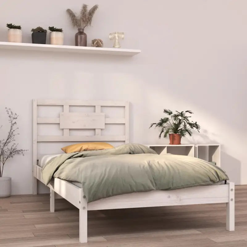 Houten bedframe met tijdloos ontwerp van massief grenenhout - Wit / 90 x 190 cm - Bedden & bedframes