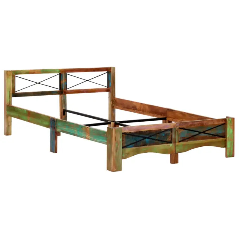 Houten bedframe met vintage charme van massief gerecycled hout - Bedden & bedframes