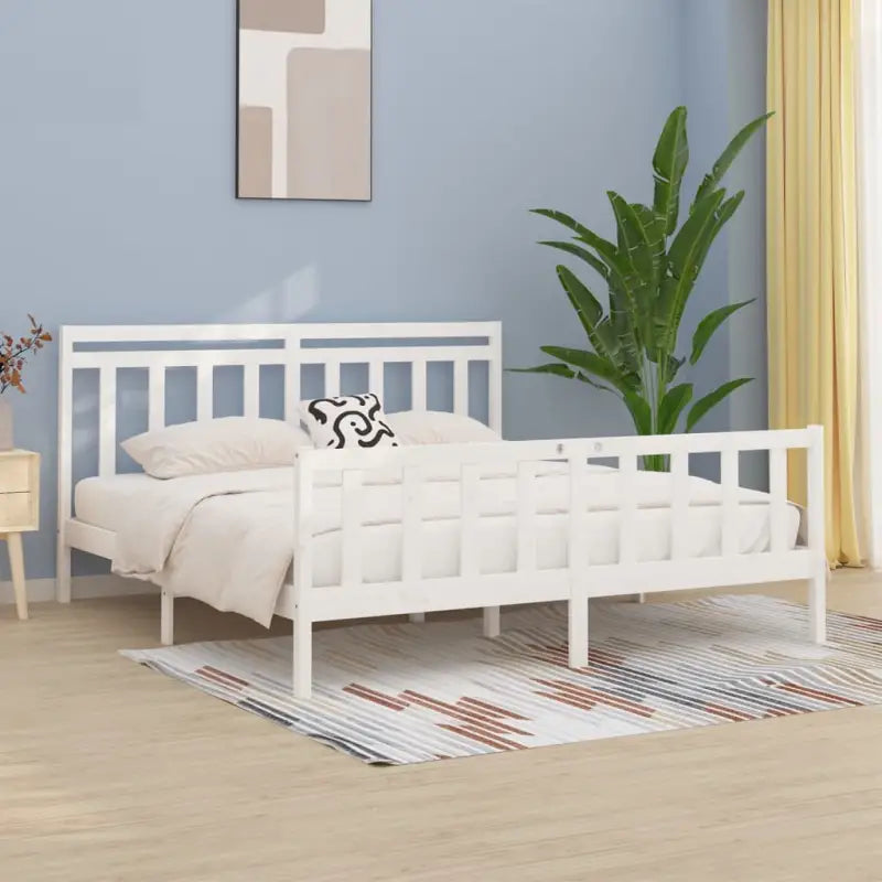 Houten bedframe van massief grenenhout inclusief levering - Wit / 200 x 200 cm - Bedden & bedframes