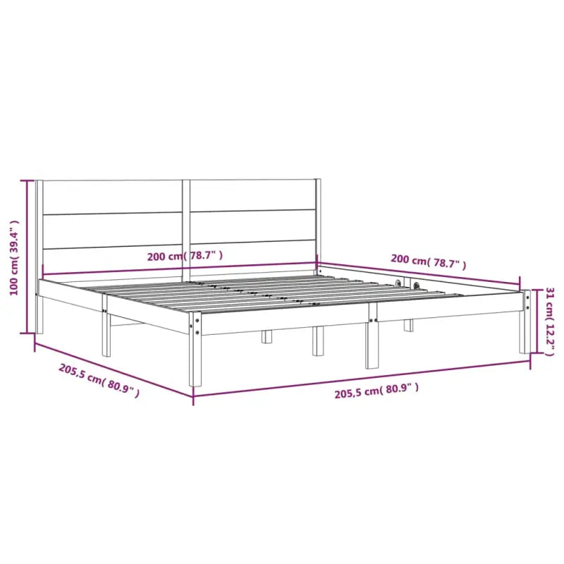Houten bedframe van massief grenenhout met aanvullende ondersteuning - Bedden & bedframes