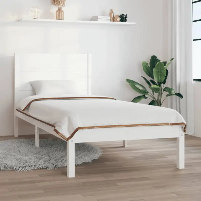 Houten bedframe van massief grenenhout met aanvullende ondersteuning - Wit / 75 x 190 cm - Bedden & bedframes