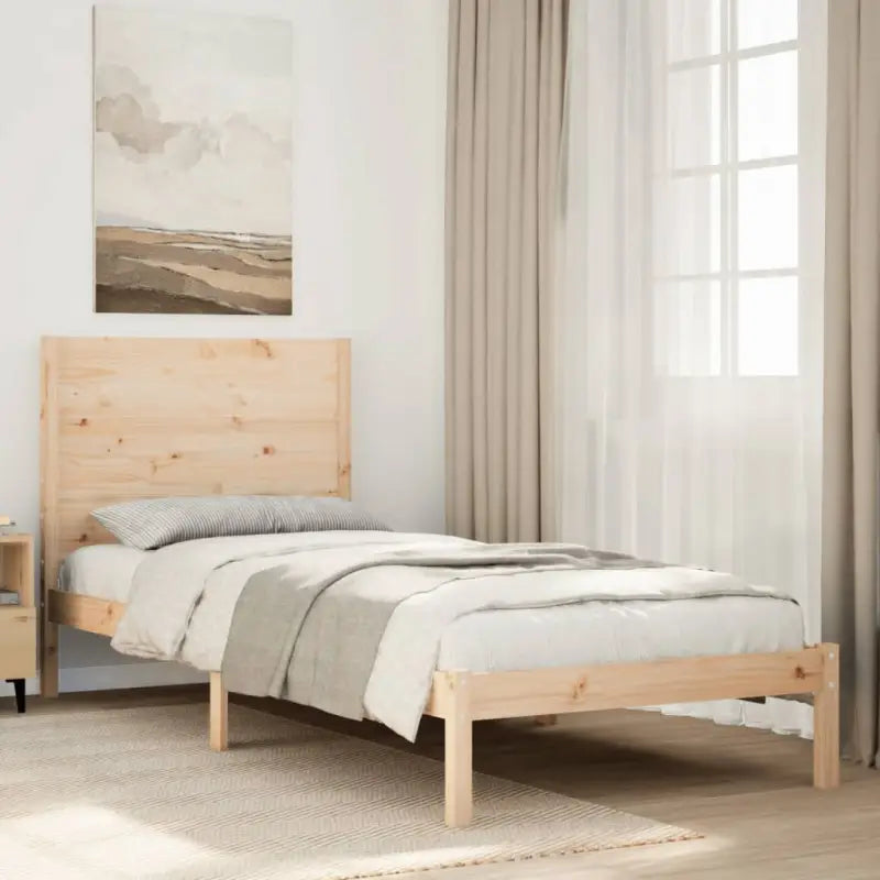 Houten bedframe van massief grenenhout met aanvullende ondersteuning - Naturel / 90 x 220 cm - Bedden & bedframes