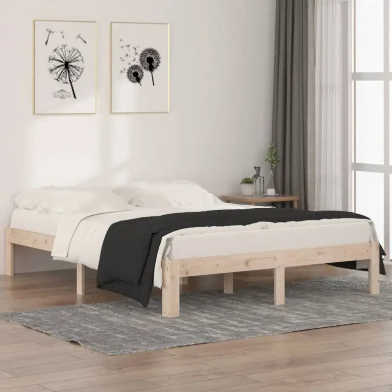 Houten bedframe van massief grenenhout met extra ondersteuning - Naturel / 150 x 200 cm - Bedden & bedframes