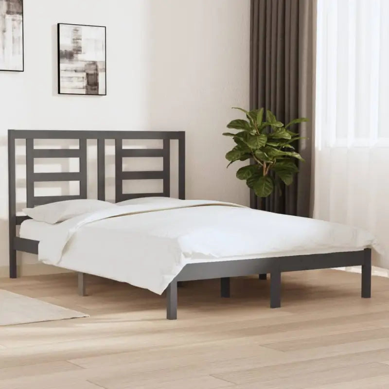 Houten bedframe van massief grenenhout met levering bevat - Grijs / 150 x 200 cm - Bedden & bedframes